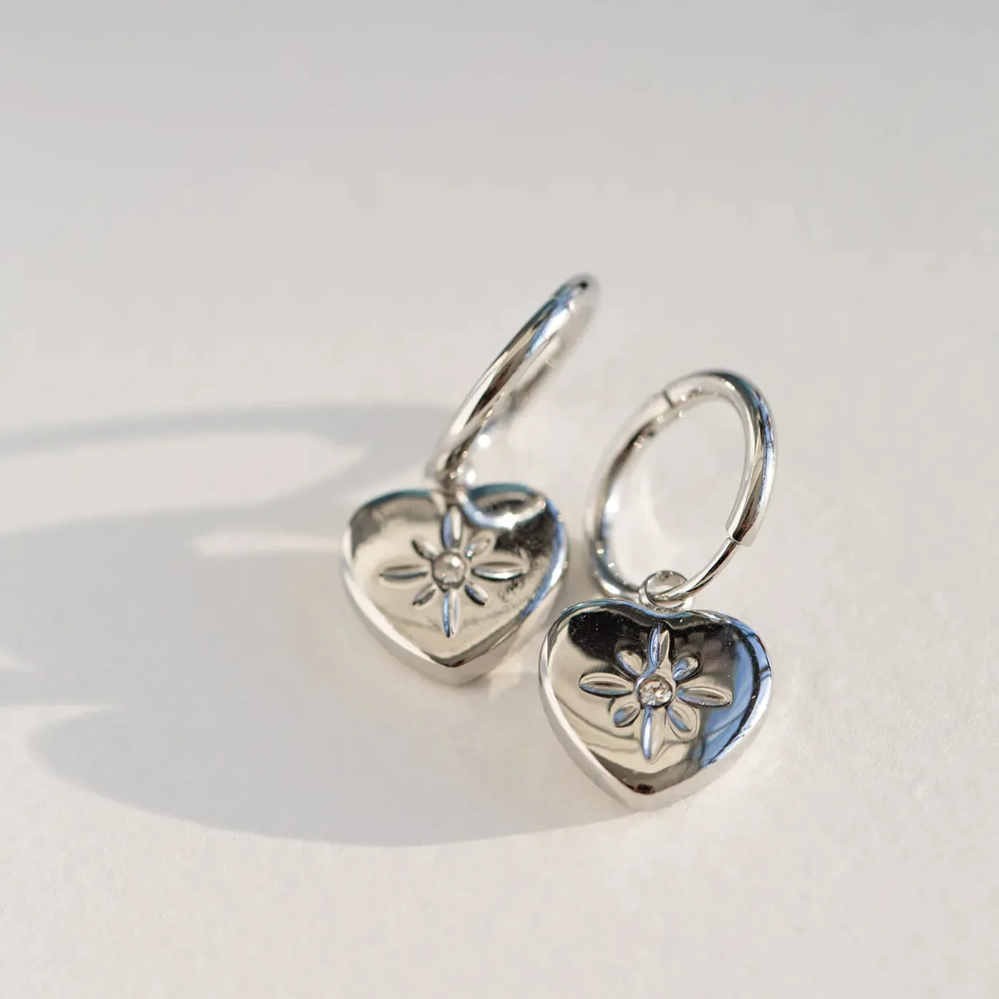 Lola - Crystal Heart Hoop Earrings Stainless Steel