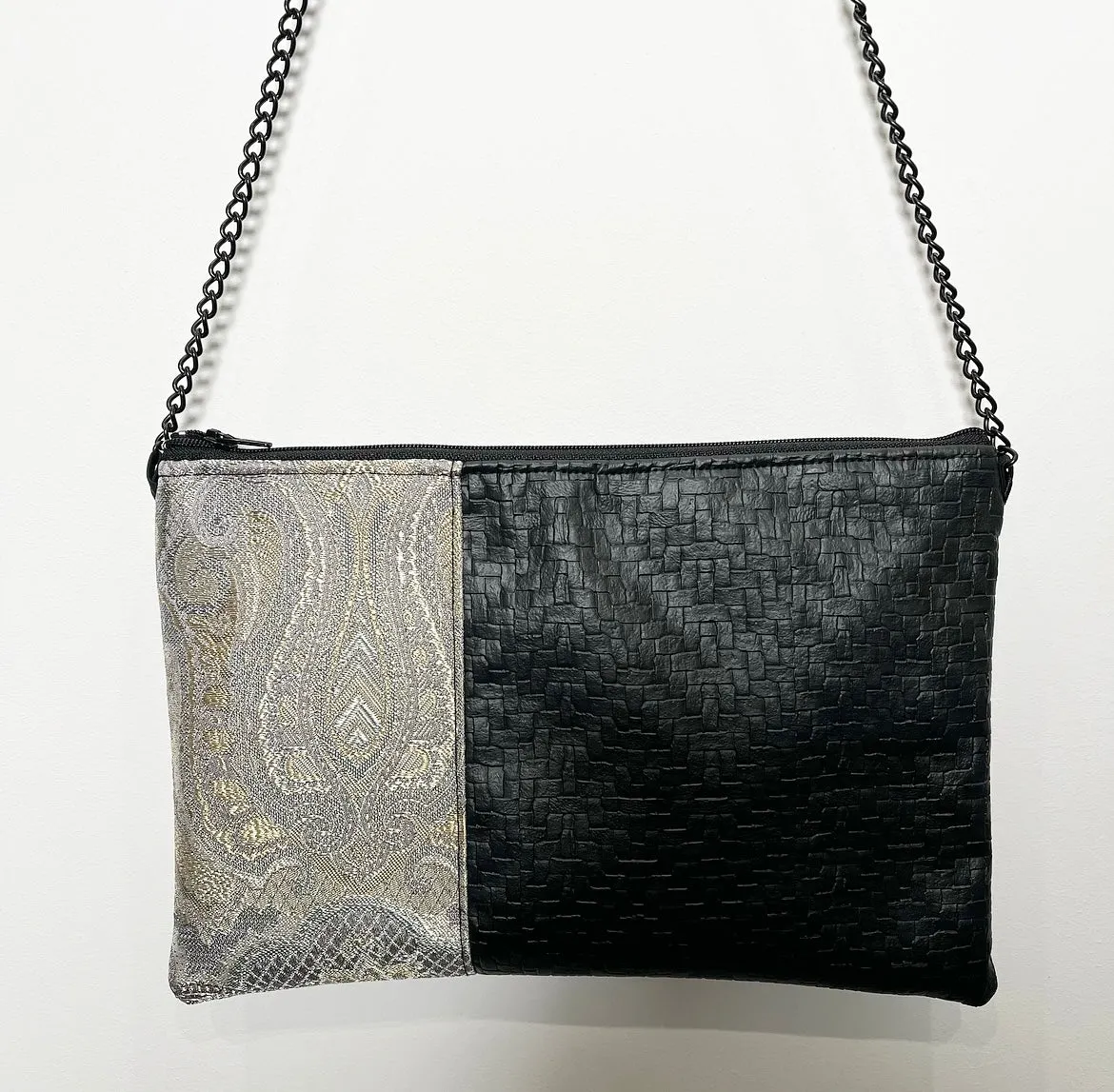 Lucky Charm Shoulder Bag - Silver gold brocade