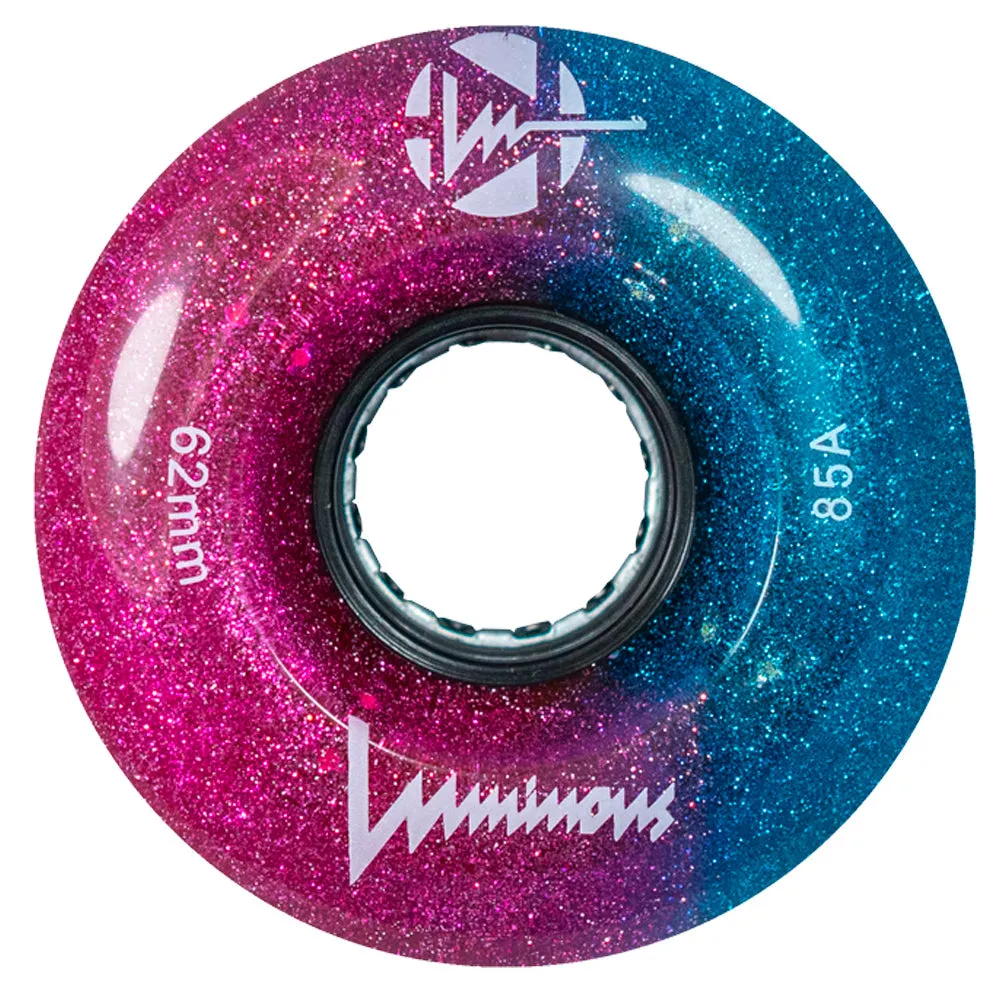 Luminous 62mm LED Glitter Light Up Quad Wheels - 4 pack