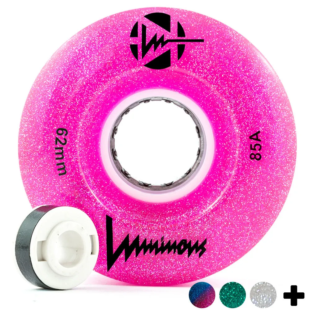 Luminous 62mm LED Glitter Light Up Quad Wheels - 4 pack