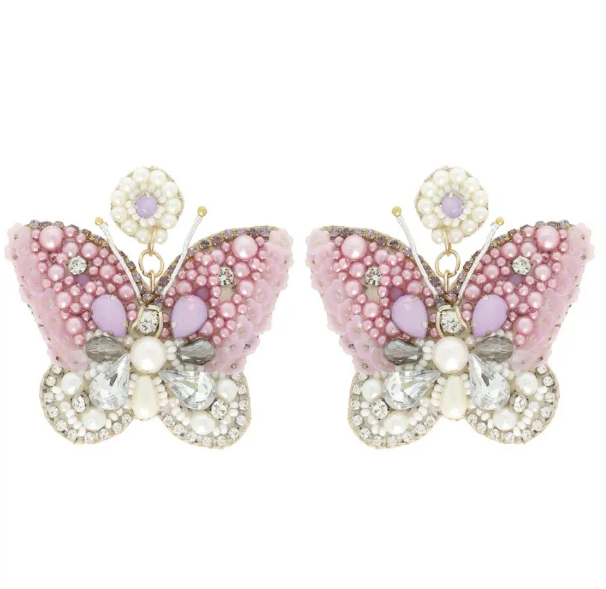 Luminous Butterfly Statement Earrings - Lavender