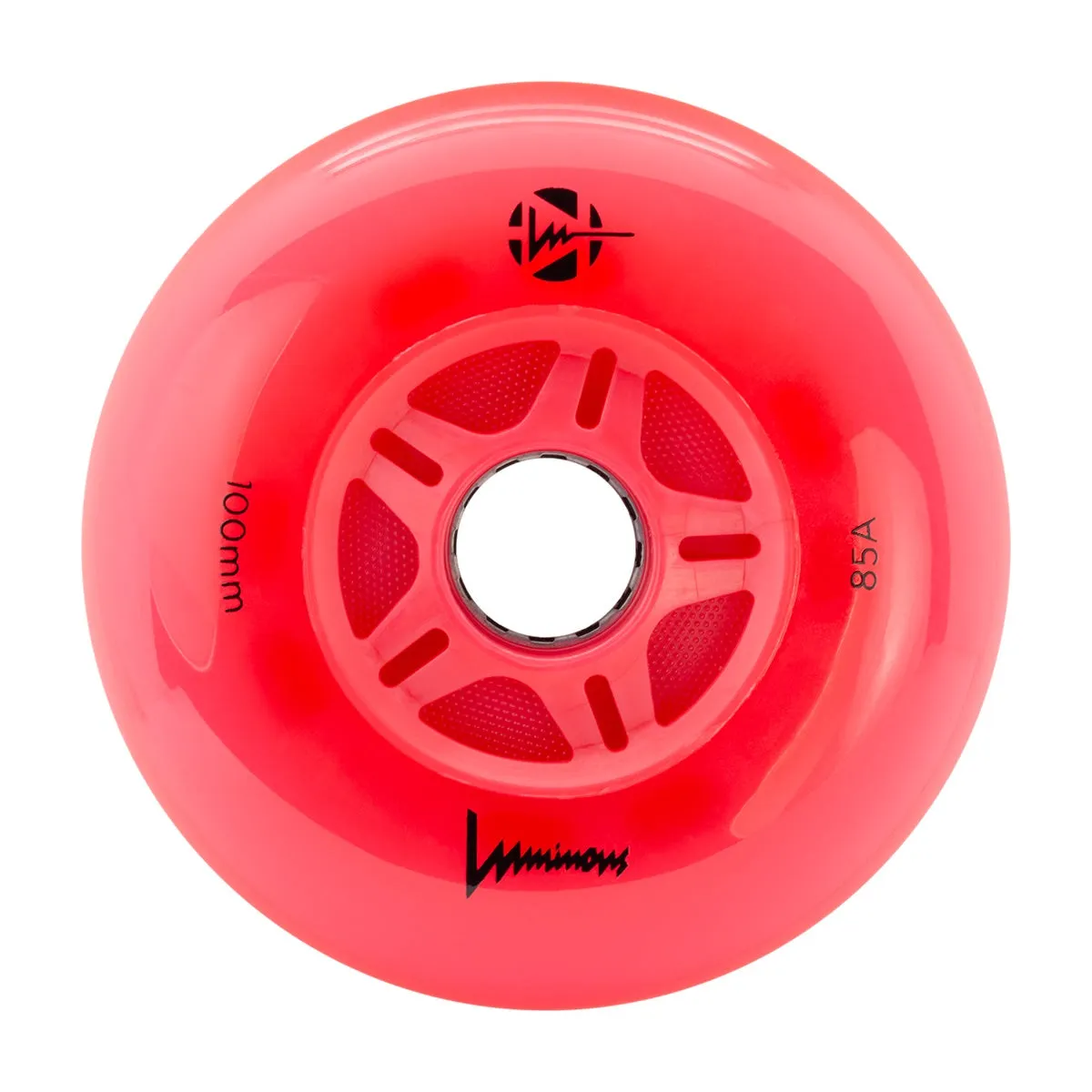 Luminous LED Inline Skate Wheels 100mm/85A - Red/Red - SOLD BY THE SINGLE WHEEL