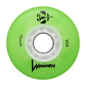 Luminous LED Inline Skate Wheels 76mm/85A - Green - SOLD BY THE SINGLE WHEEL