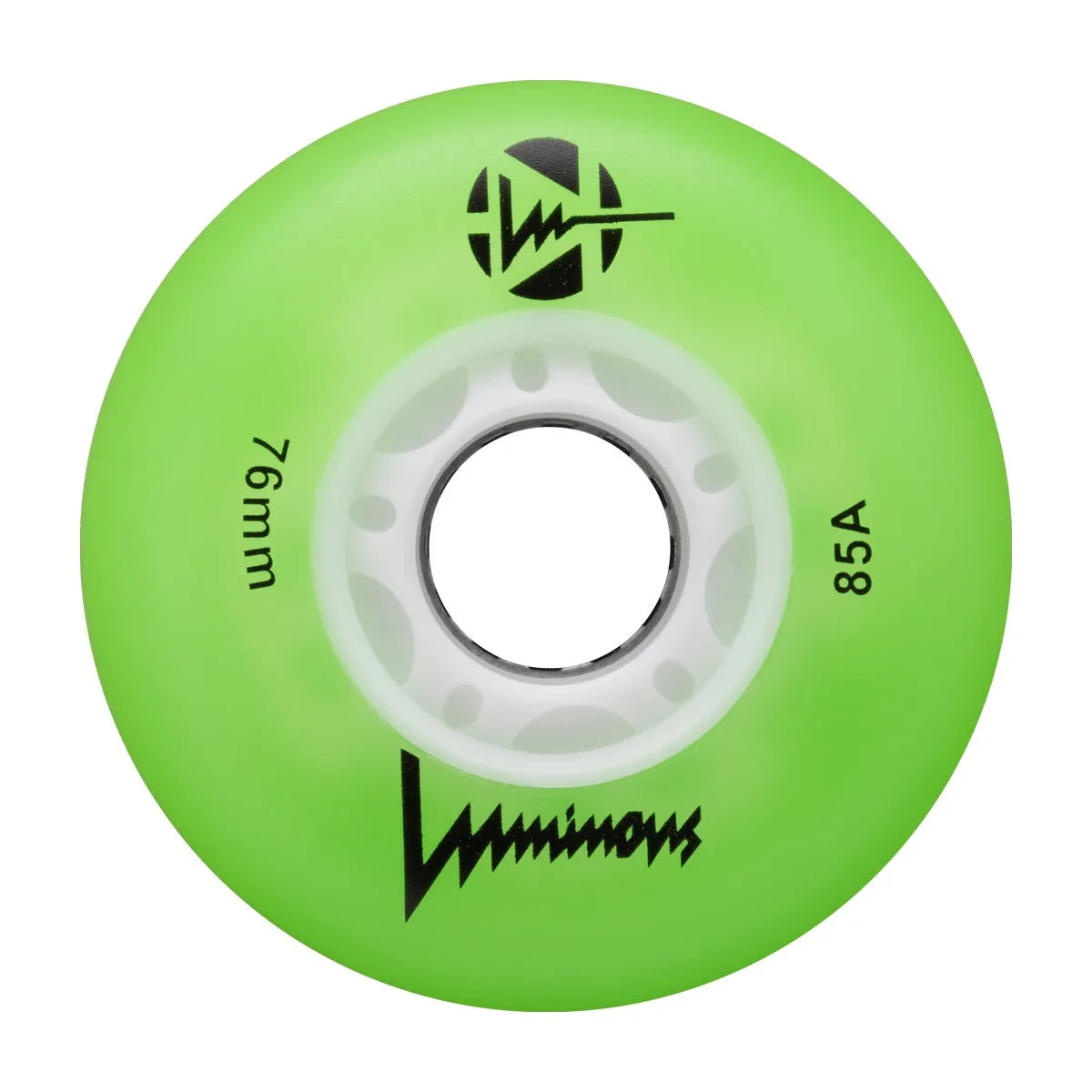 Luminous LED Inline Skate Wheels 76mm/85A - Green - SOLD BY THE SINGLE WHEEL