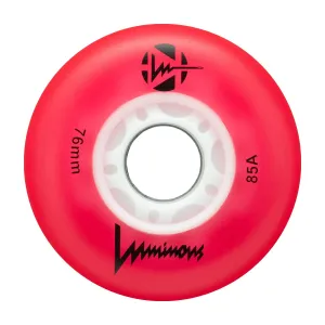 Luminous LED Inline Skate Wheels 76mm/85A - Red - SOLD BY THE SINGLE WHEEL