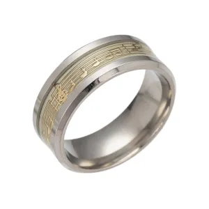 Luminous Piano Stave Ring with European and American Note Design - Men's Jewelry