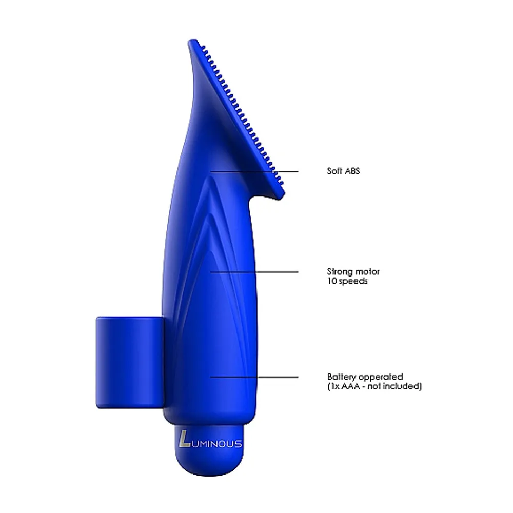 Luminous Thea 10-Speed Bullet Vibrator With Textured Silicone Finger Sleeve Royal Blue