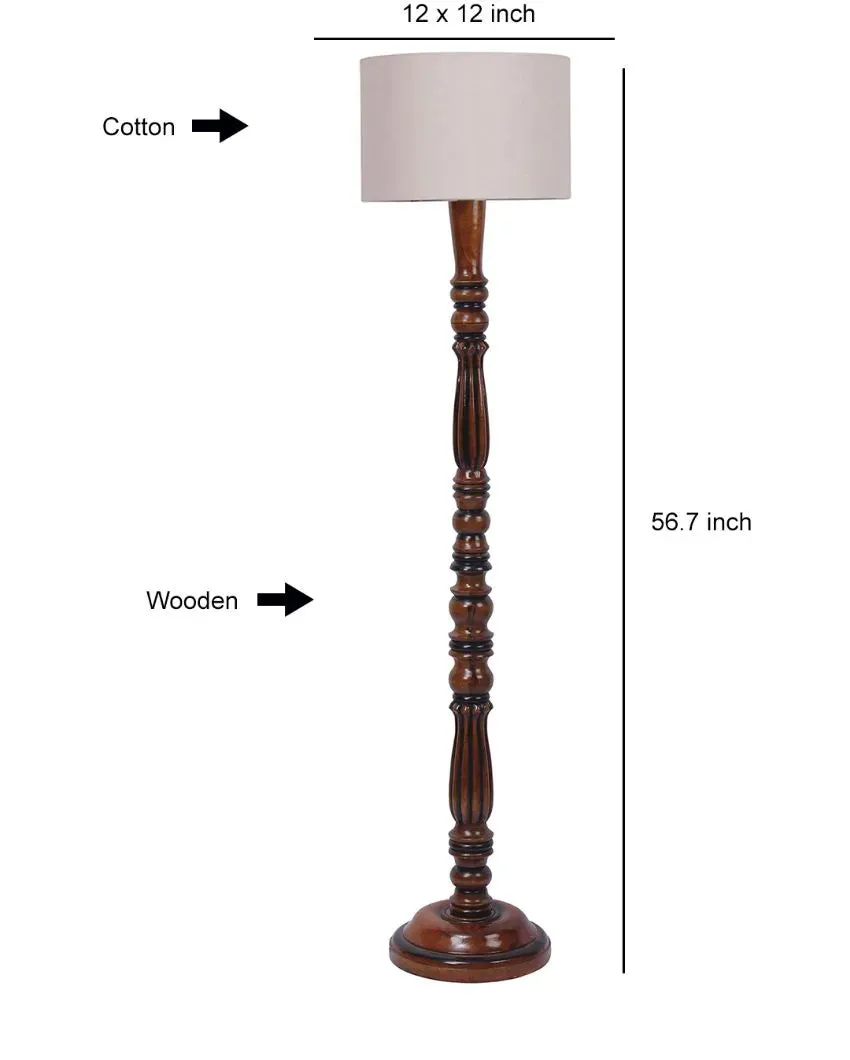 Luxurious Cotton Wooden Floor Lamp | 5 Feet