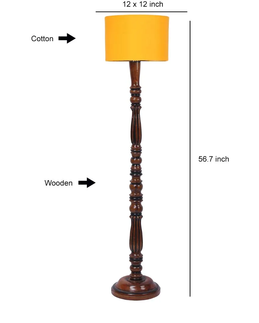 Luxurious Cotton Wooden Floor Lamp | 5 Feet