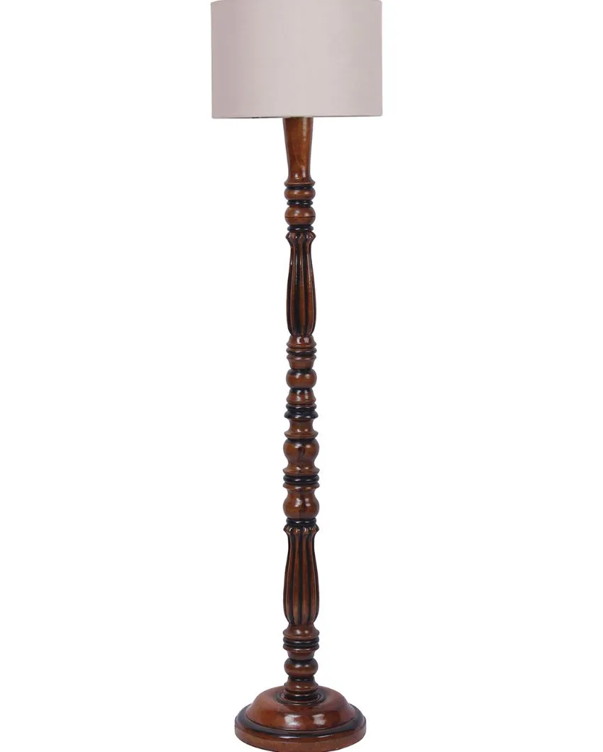 Luxurious Cotton Wooden Floor Lamp | 5 Feet