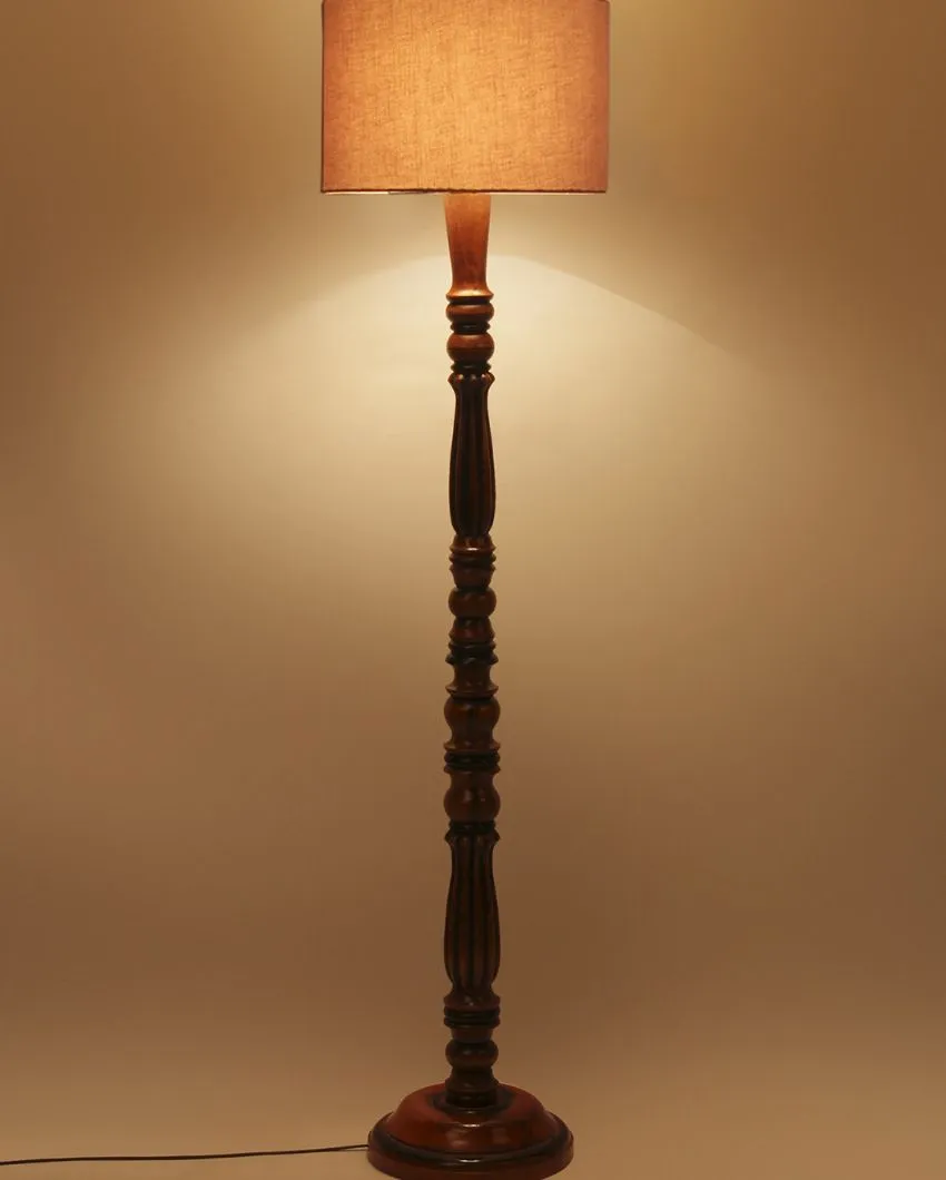 Luxurious Cotton Wooden Floor Lamp | 5 Feet