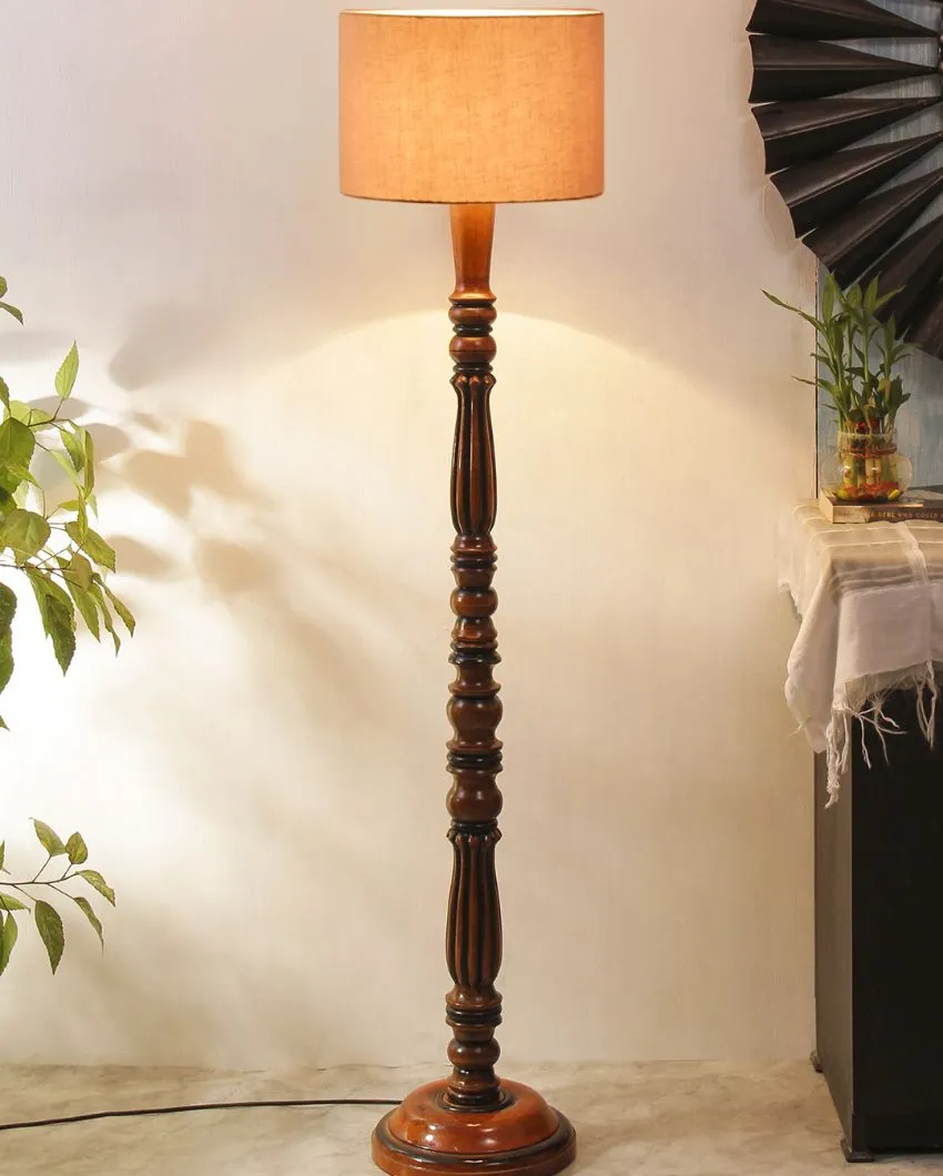 Luxurious Cotton Wooden Floor Lamp | 5 Feet