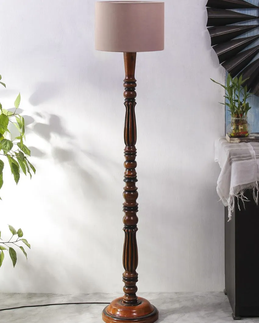 Luxurious Cotton Wooden Floor Lamp | 5 Feet