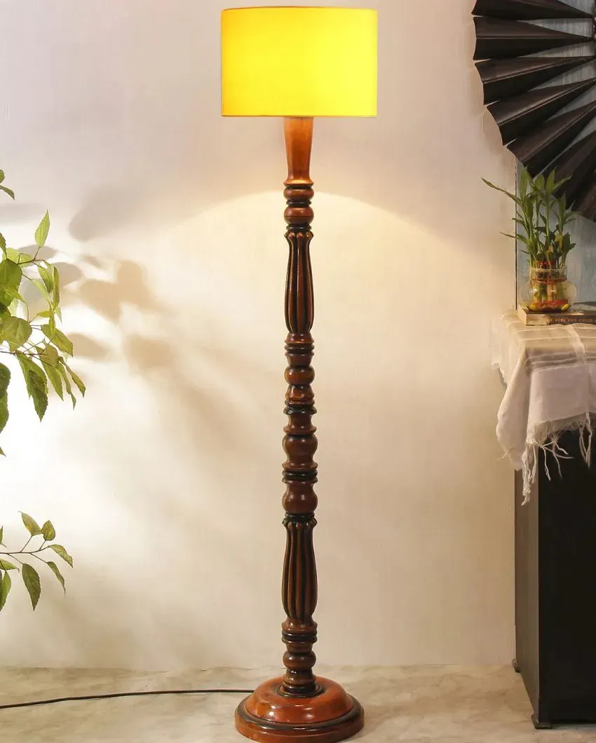 Luxurious Cotton Wooden Floor Lamp | 5 Feet