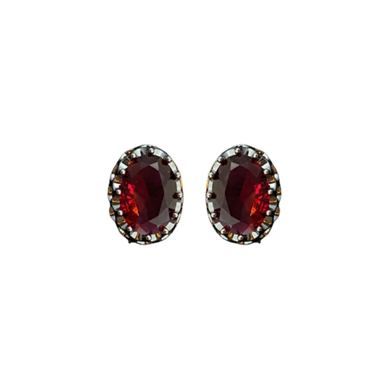 Luxurious Ellipse Geometric Copper Zircon Inlay Earrings