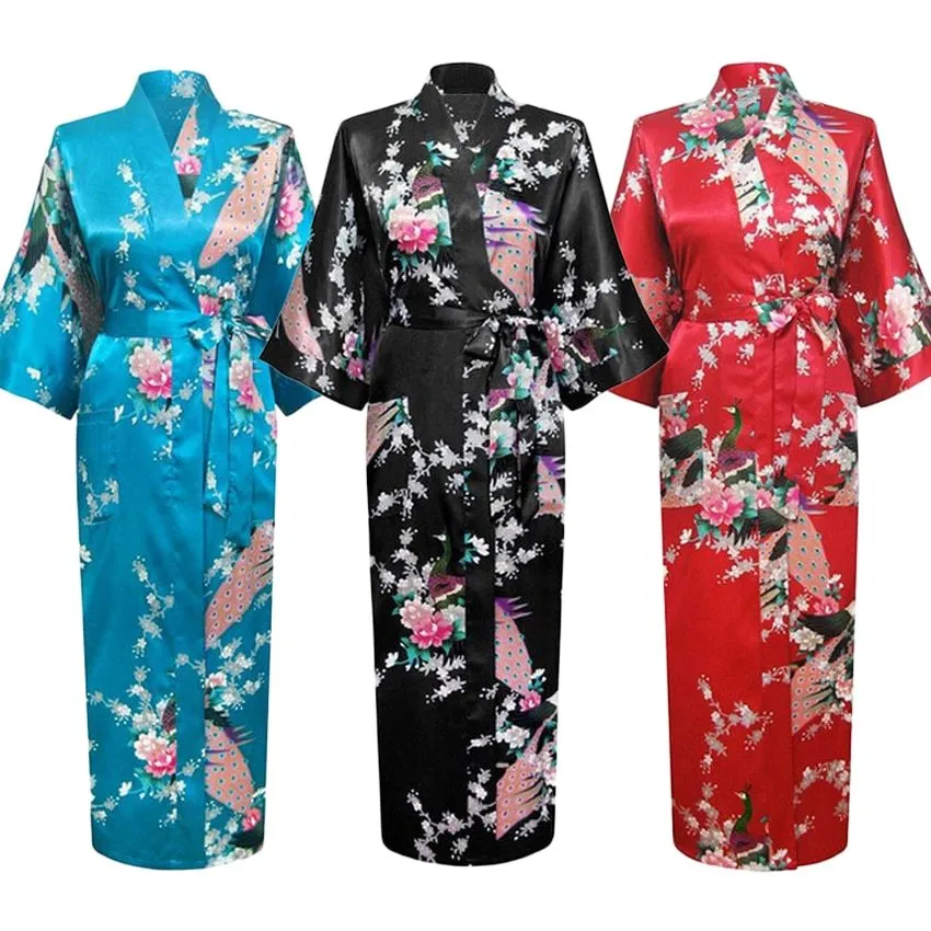 Luxurious Japanese Satin Kimono Robe