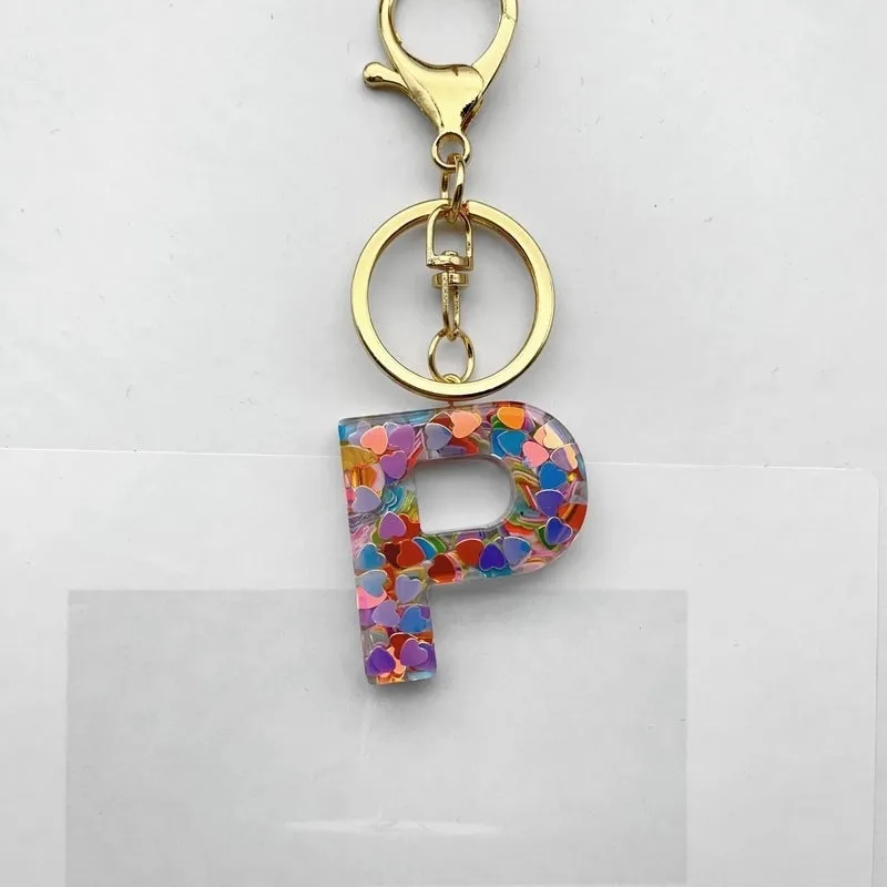 Luxurious Letter Colorful Arylic Unisex Bag Pendant Keychain