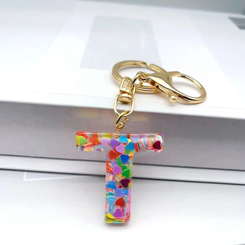 Luxurious Letter Colorful Arylic Unisex Bag Pendant Keychain