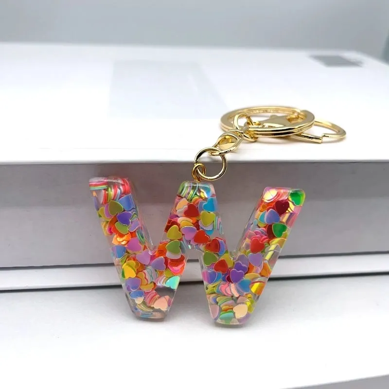 Luxurious Letter Colorful Arylic Unisex Bag Pendant Keychain