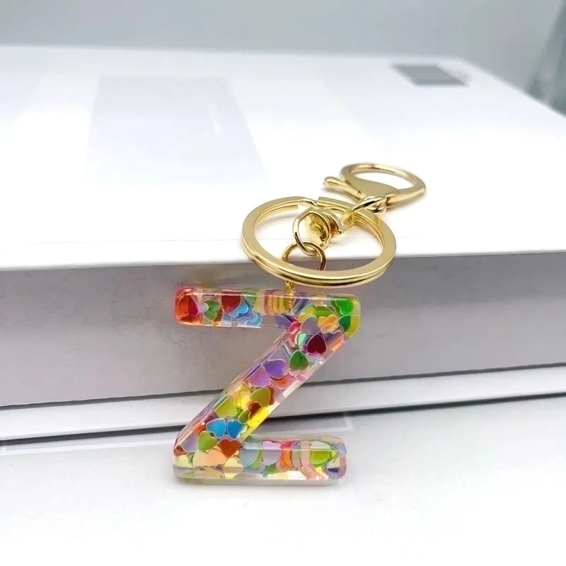 Luxurious Letter Colorful Arylic Unisex Bag Pendant Keychain