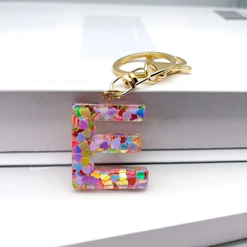 Luxurious Letter Colorful Arylic Unisex Bag Pendant Keychain