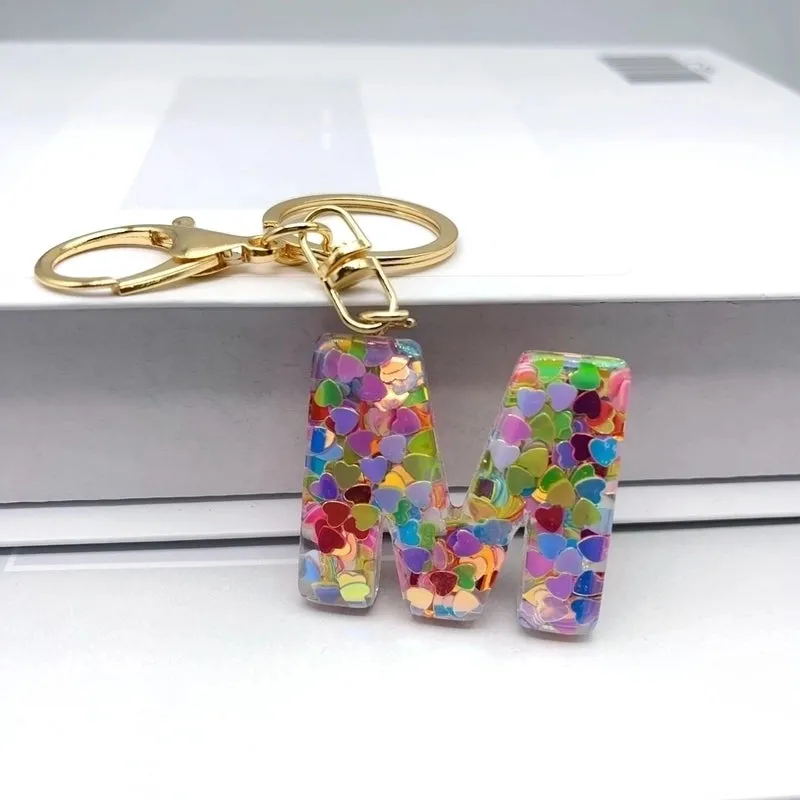 Luxurious Letter Colorful Arylic Unisex Bag Pendant Keychain