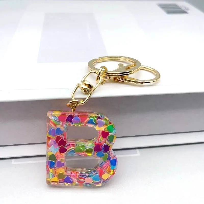 Luxurious Letter Colorful Arylic Unisex Bag Pendant Keychain