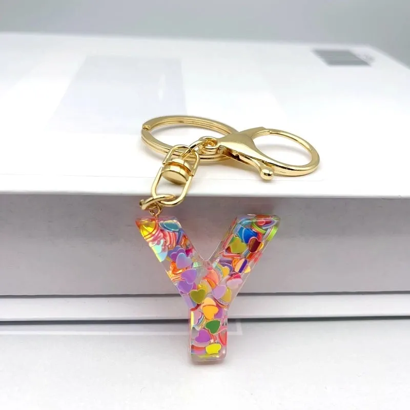 Luxurious Letter Colorful Arylic Unisex Bag Pendant Keychain