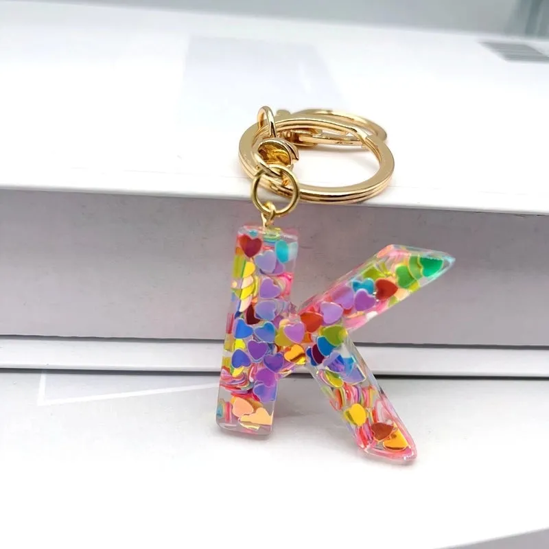 Luxurious Letter Colorful Arylic Unisex Bag Pendant Keychain