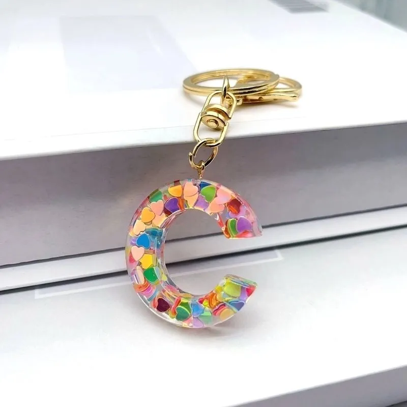 Luxurious Letter Colorful Arylic Unisex Bag Pendant Keychain