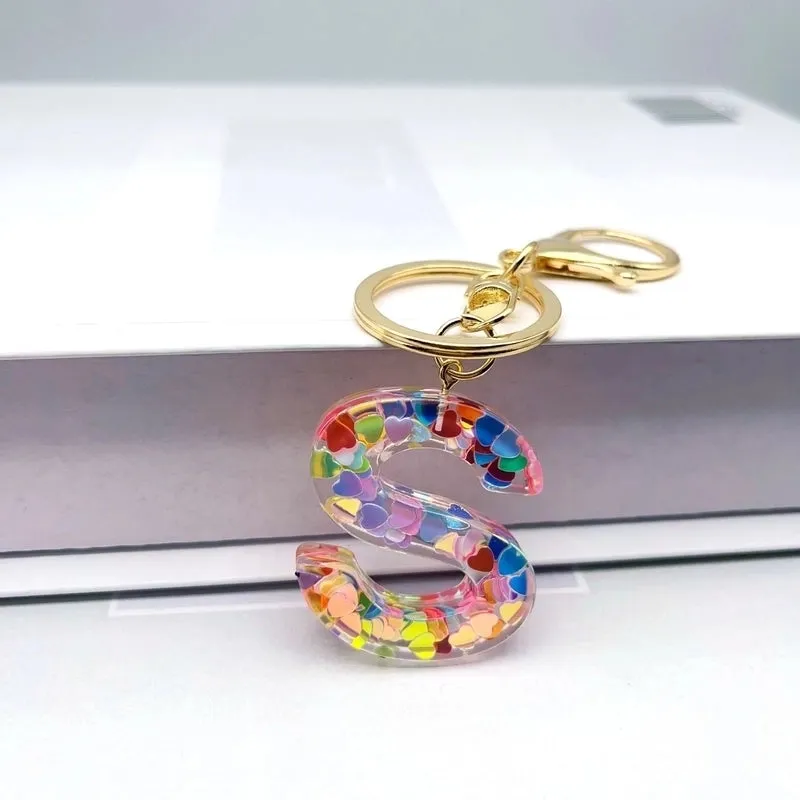 Luxurious Letter Colorful Arylic Unisex Bag Pendant Keychain