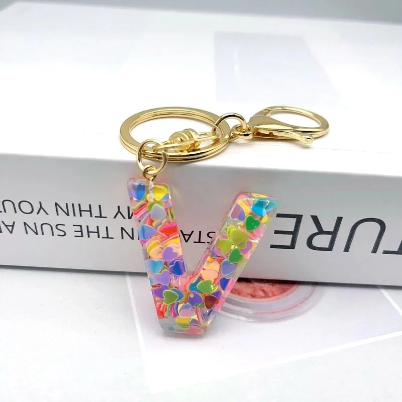 Luxurious Letter Colorful Arylic Unisex Bag Pendant Keychain