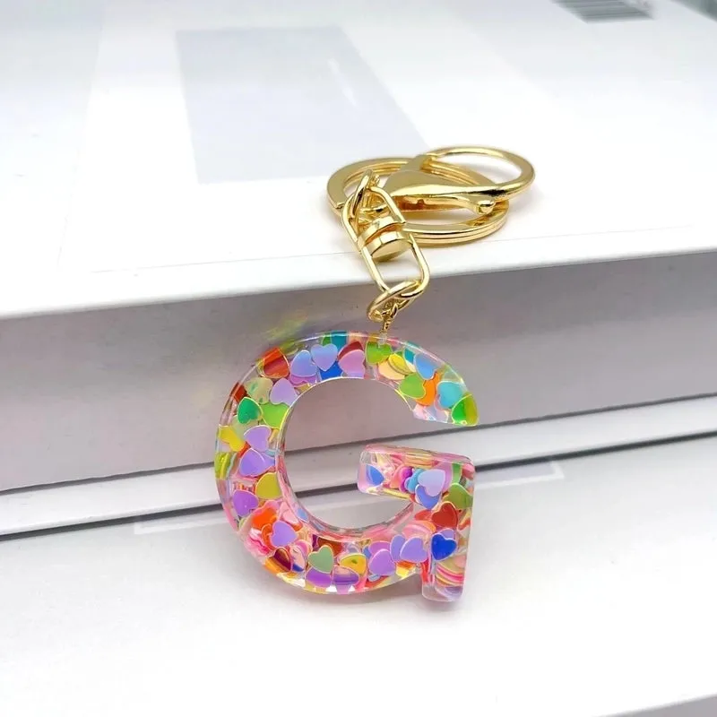 Luxurious Letter Colorful Arylic Unisex Bag Pendant Keychain