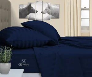 Luxurious Navy Blue Stripe RV Sheets Set