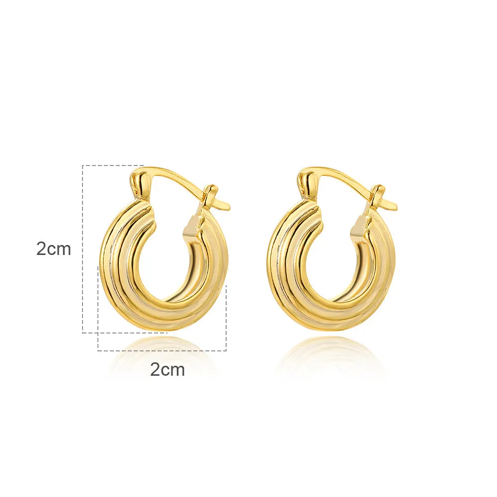 Luxurious Round Circle Geometric Copper Drop Earrings