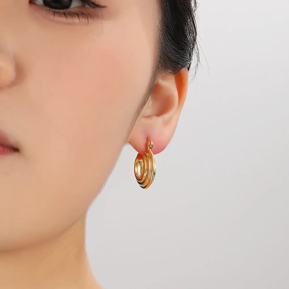 Luxurious Round Circle Geometric Copper Drop Earrings