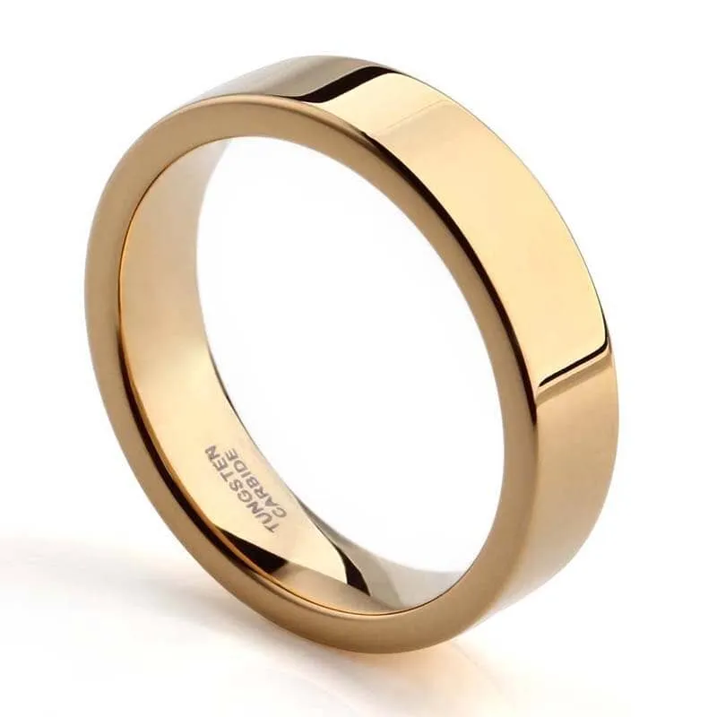 Luxurious Yellow Gold Tungsten Wedding Band