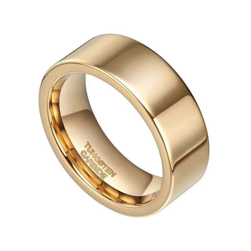 Luxurious Yellow Gold Tungsten Wedding Band