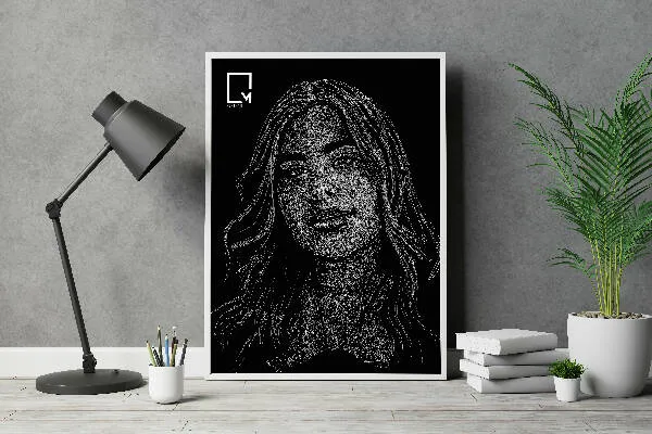 M Portrait Handmade Scribble Art Portrait with Frame