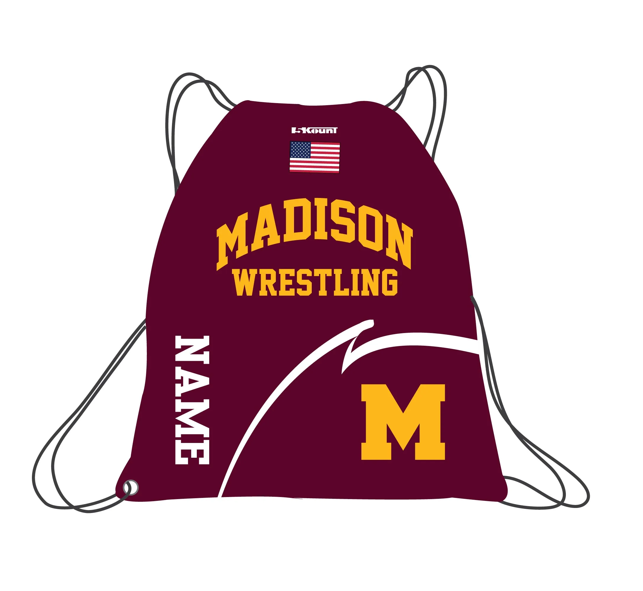 Madison Wrestling Sublimated Drawstring Bag