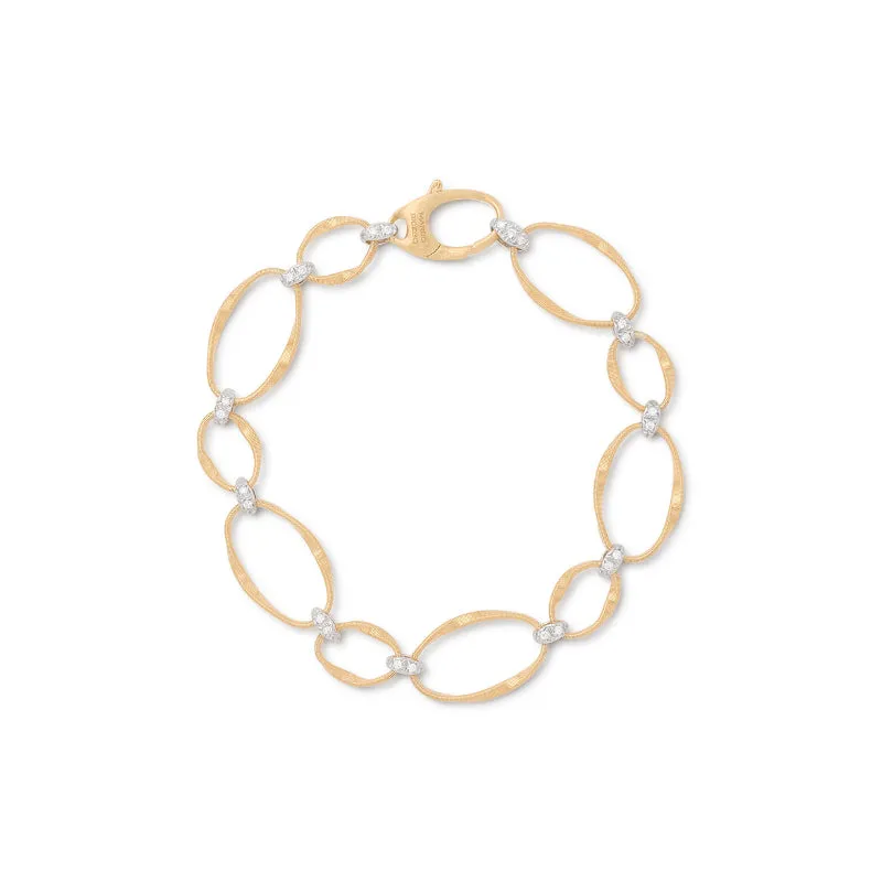 Marco Bicego Marrakech Onde Collection 18K Yellow Gold and Diamond Flat Link Bracelet