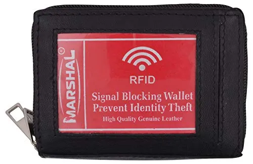 Marshal Leather RFID Identity Safe Double Zippered Accordion Wallet