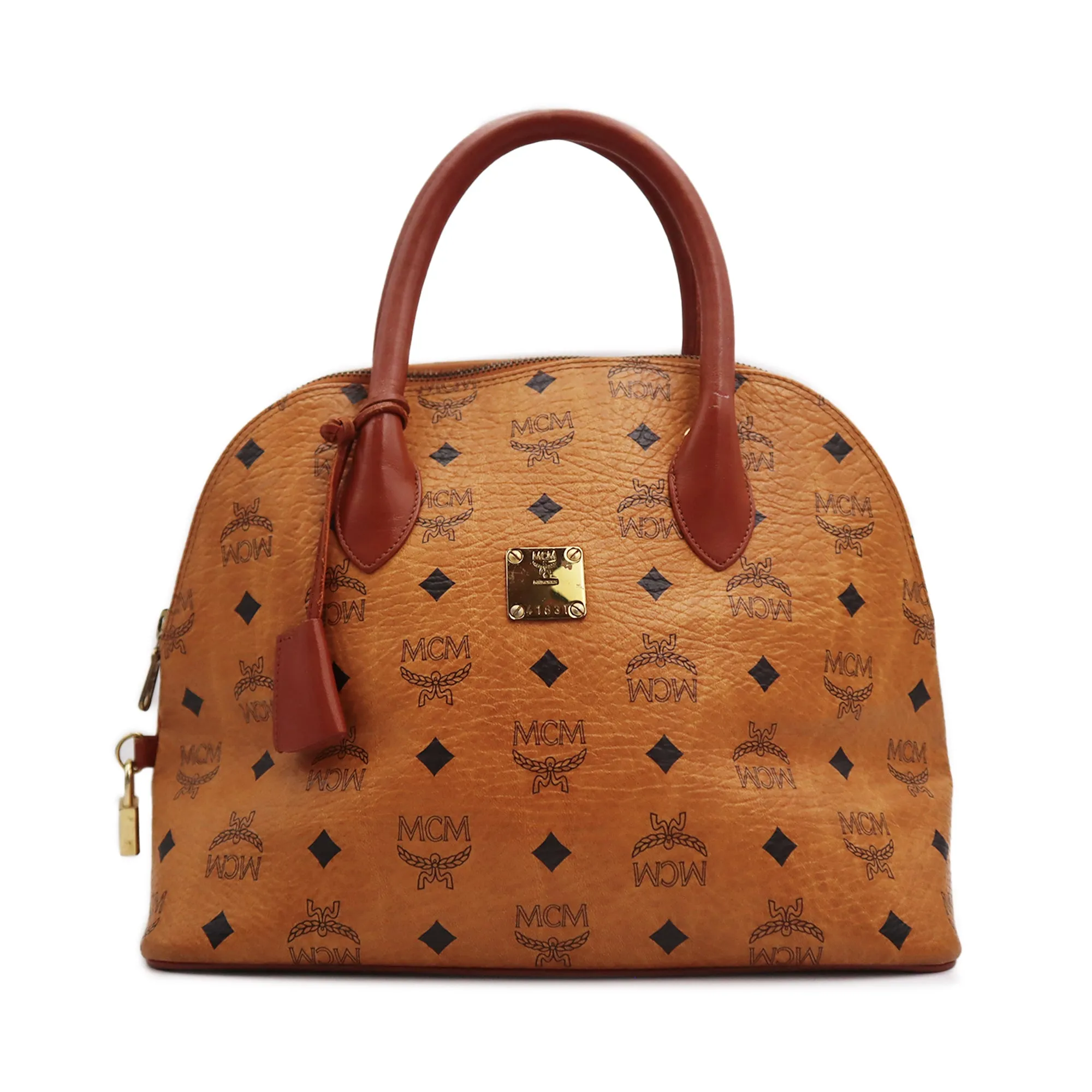 MCM Visetos Leather Dome Handbag