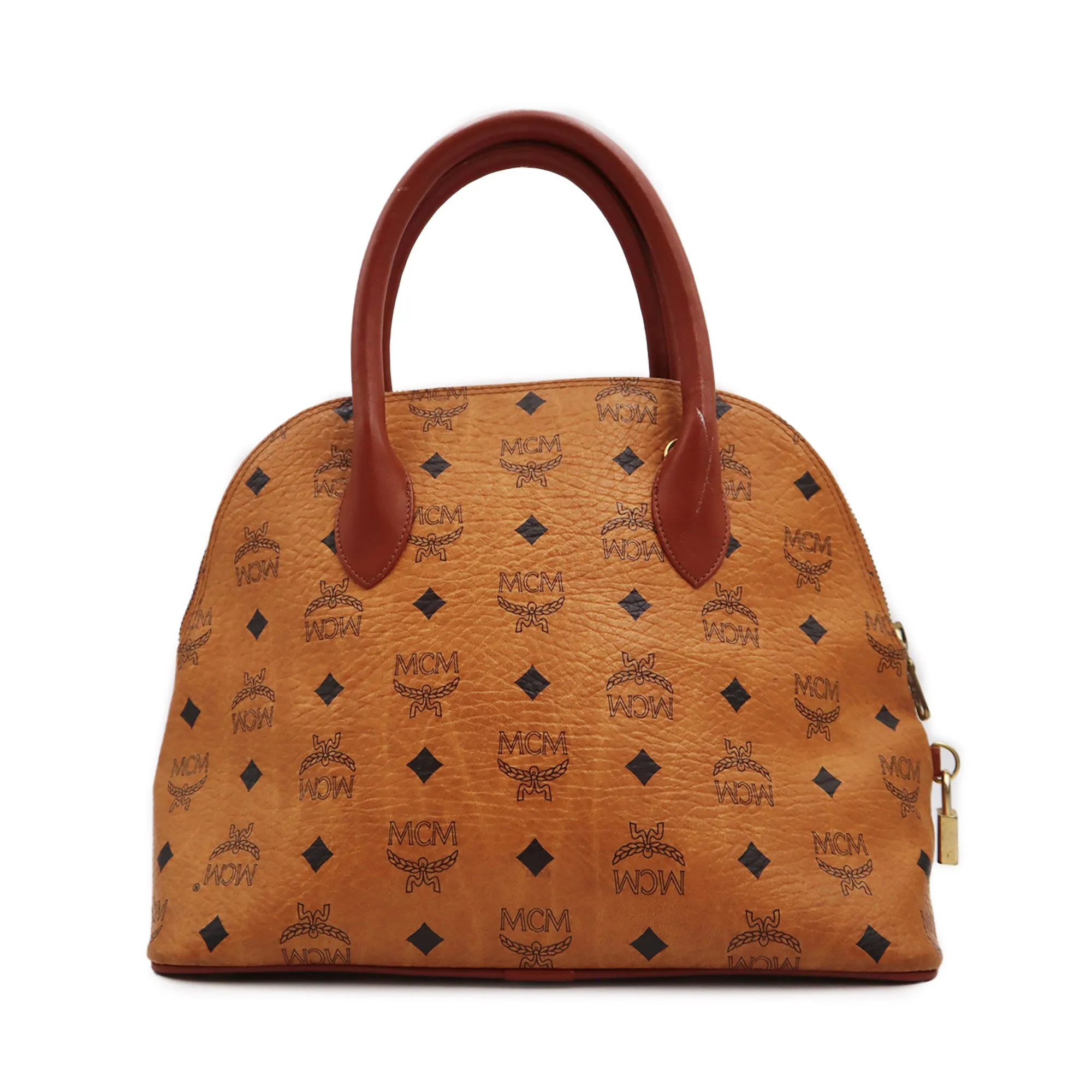 MCM Visetos Leather Dome Handbag