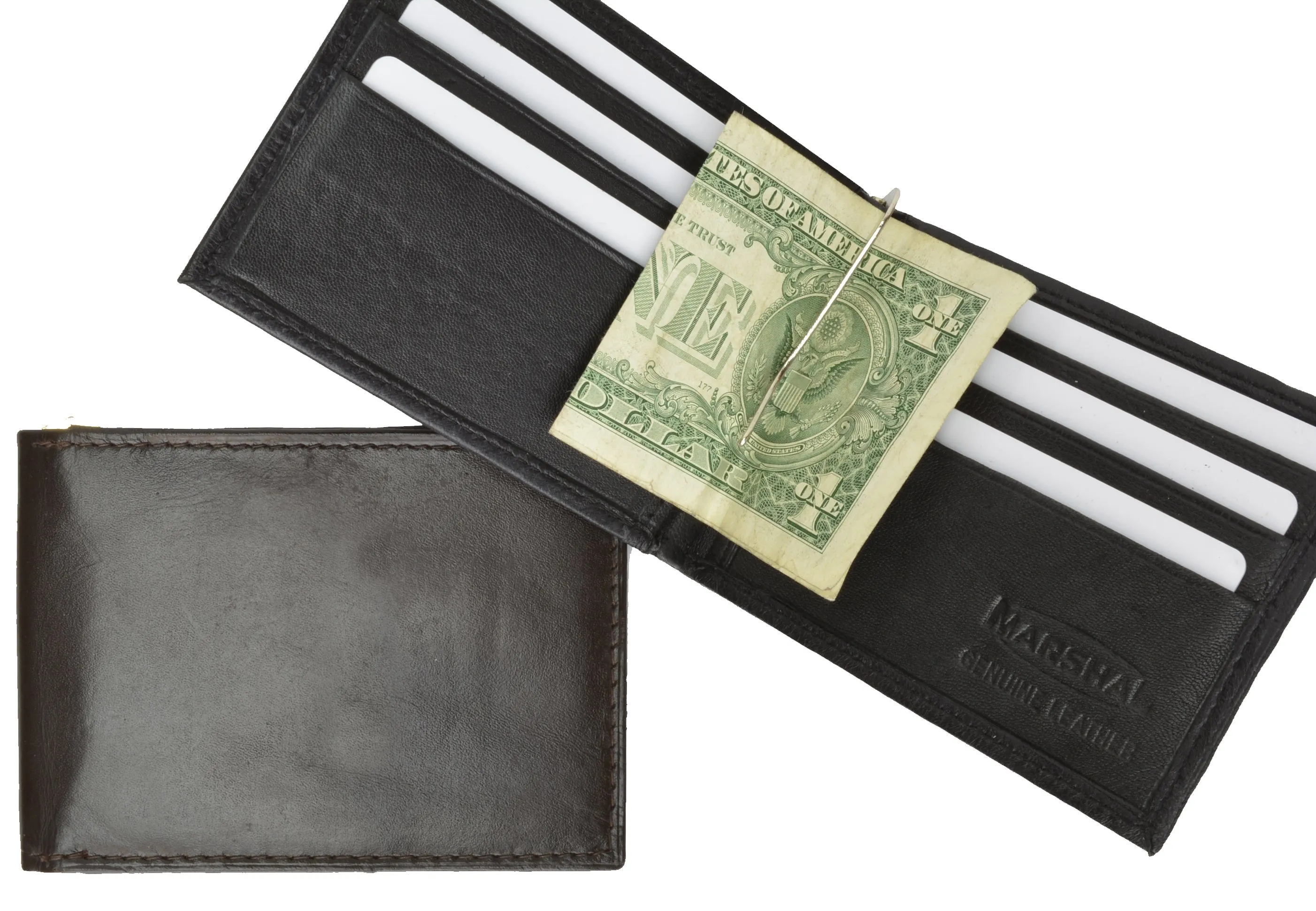 Men Slim Leather Bifold ID Credit Card Wallet with Removable Money Clip