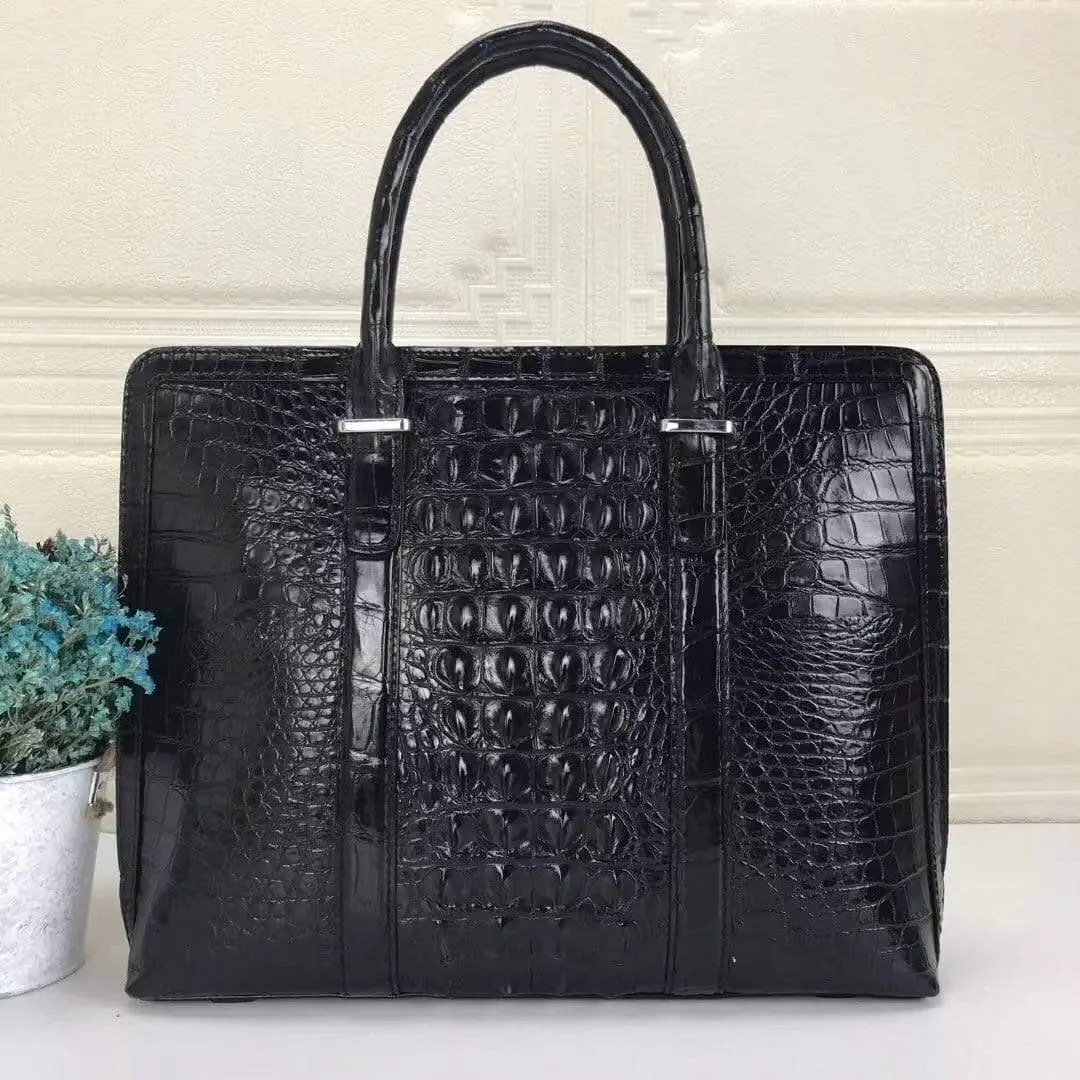 Mens Genuine Crocodile Leather Briefcase Laptop Bag