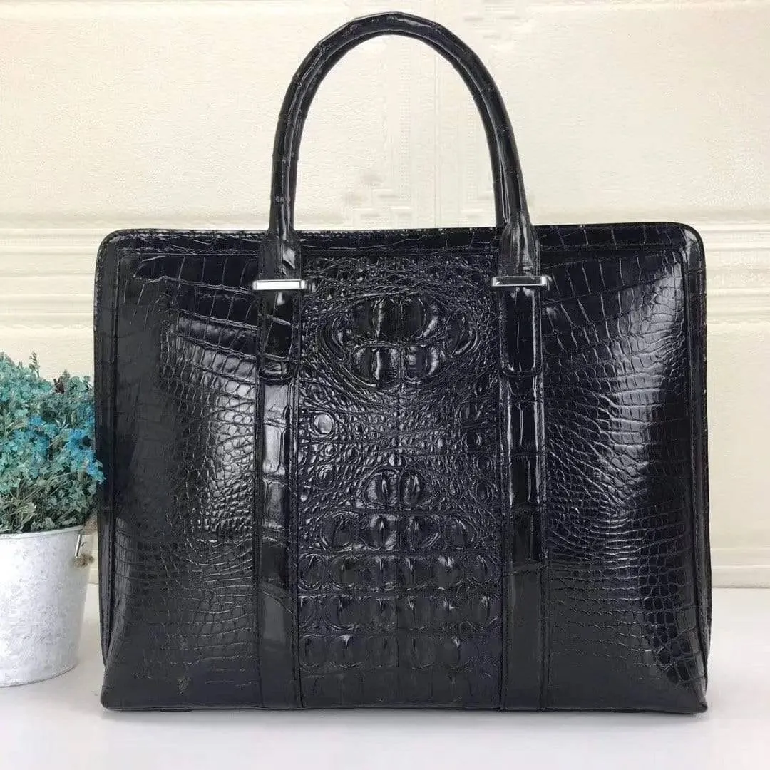 Mens Genuine Crocodile Leather Briefcase Laptop Bag