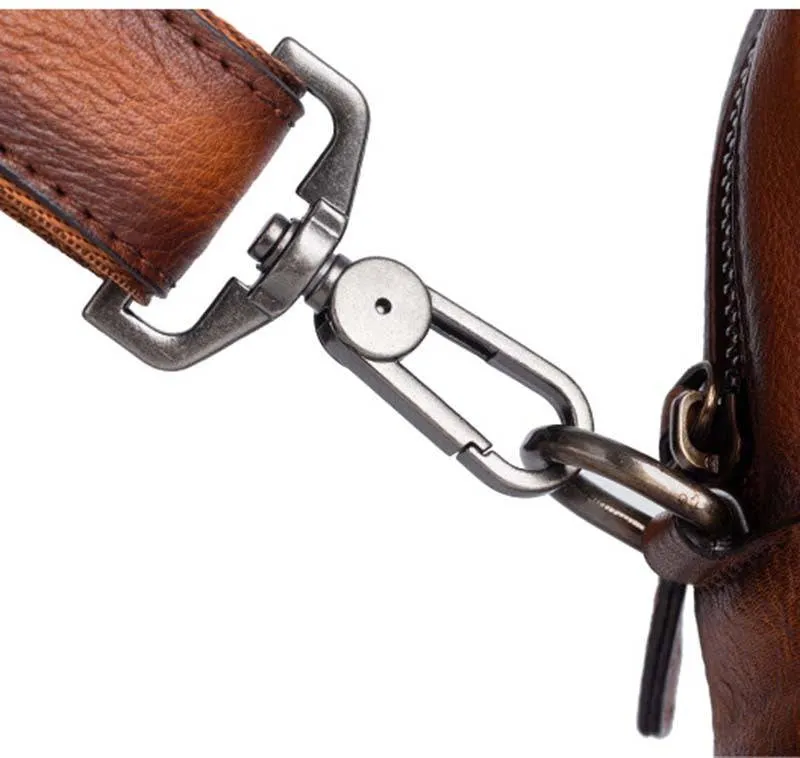 Mens Vintage Leather Cross Body Handle Bag