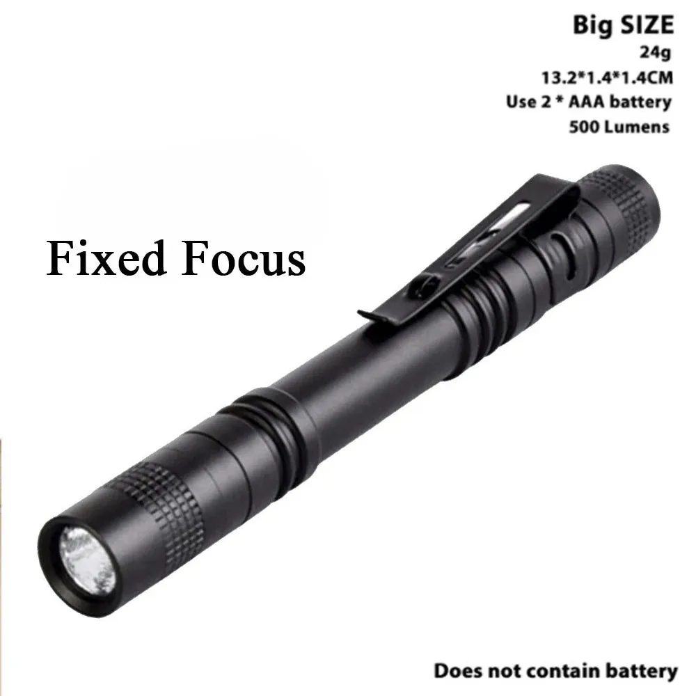 Mini Portable LED Flashlight clip Pen Light 1 Mode For Camping Hiking Torch Floodlight Aluminum Alloy