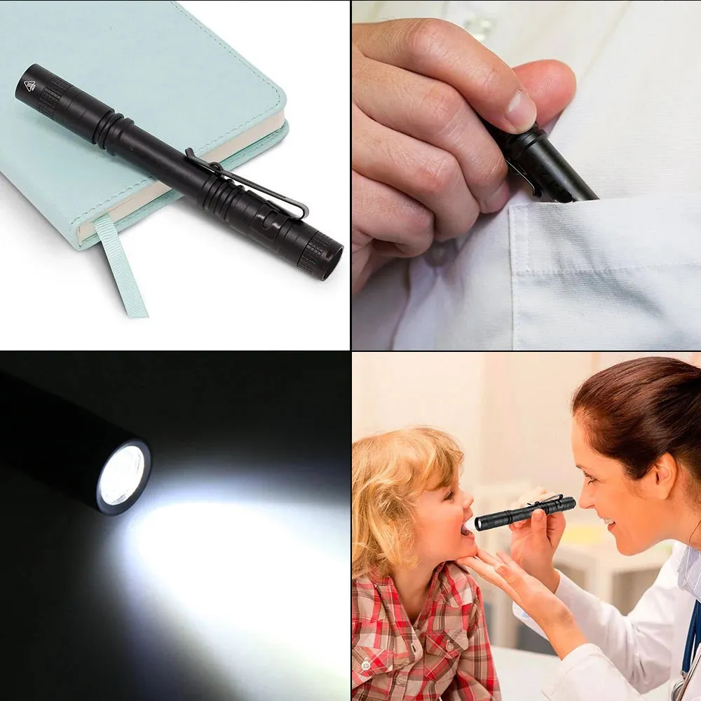 Mini Portable LED Flashlight clip Pen Light 1 Mode For Camping Hiking Torch Floodlight Aluminum Alloy